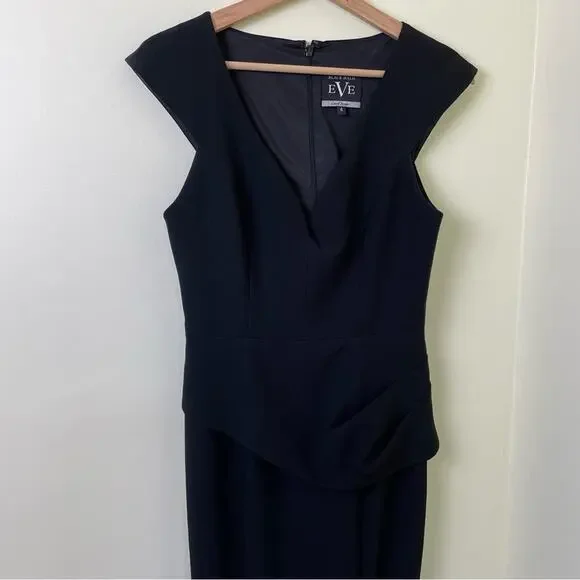 Black Halo Eve Wren V-Neck Peplum Gown in Black SIZE 4 - Picture 4 of 14